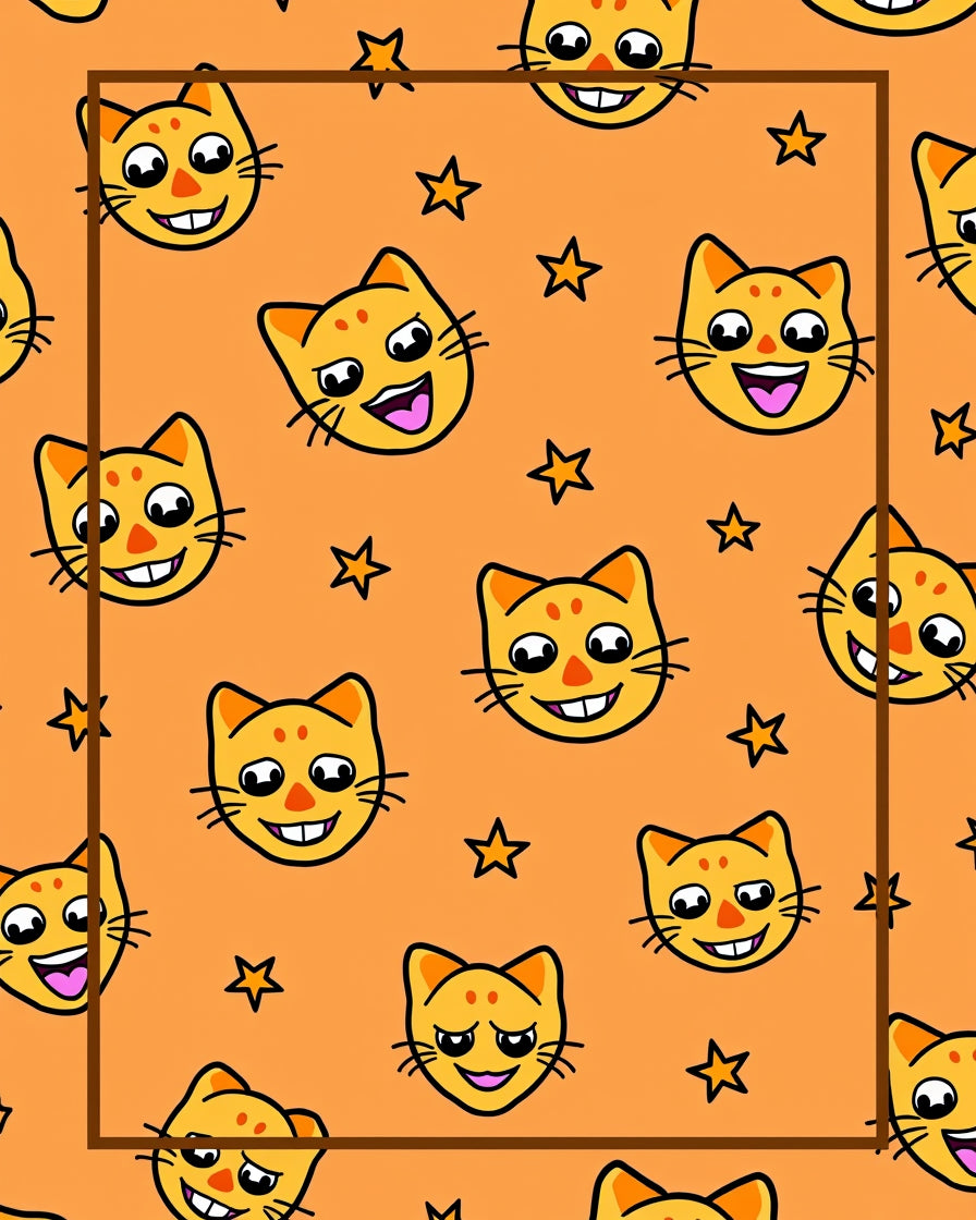 Happy Cat Face Star Pattern Rug