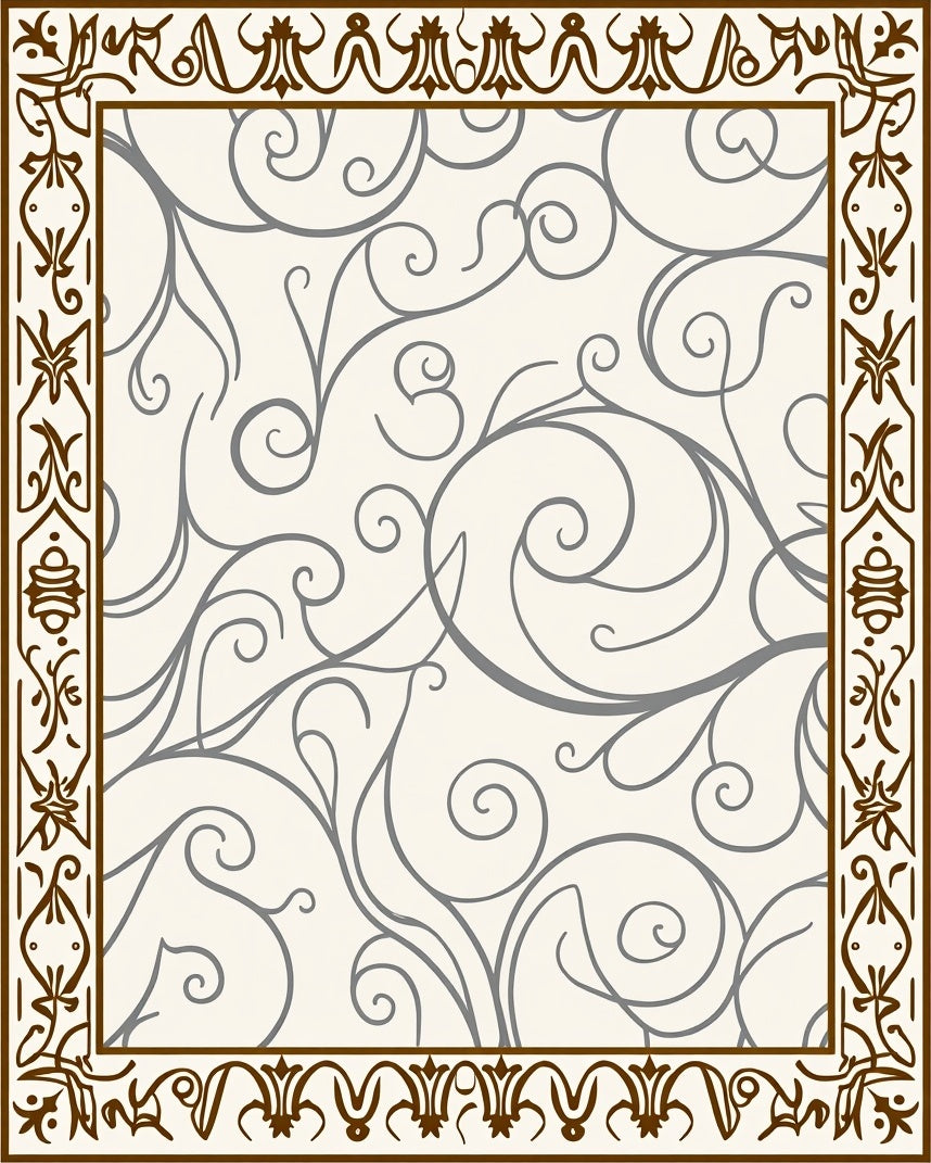 Classic Scrollwork Floral Border Rug
