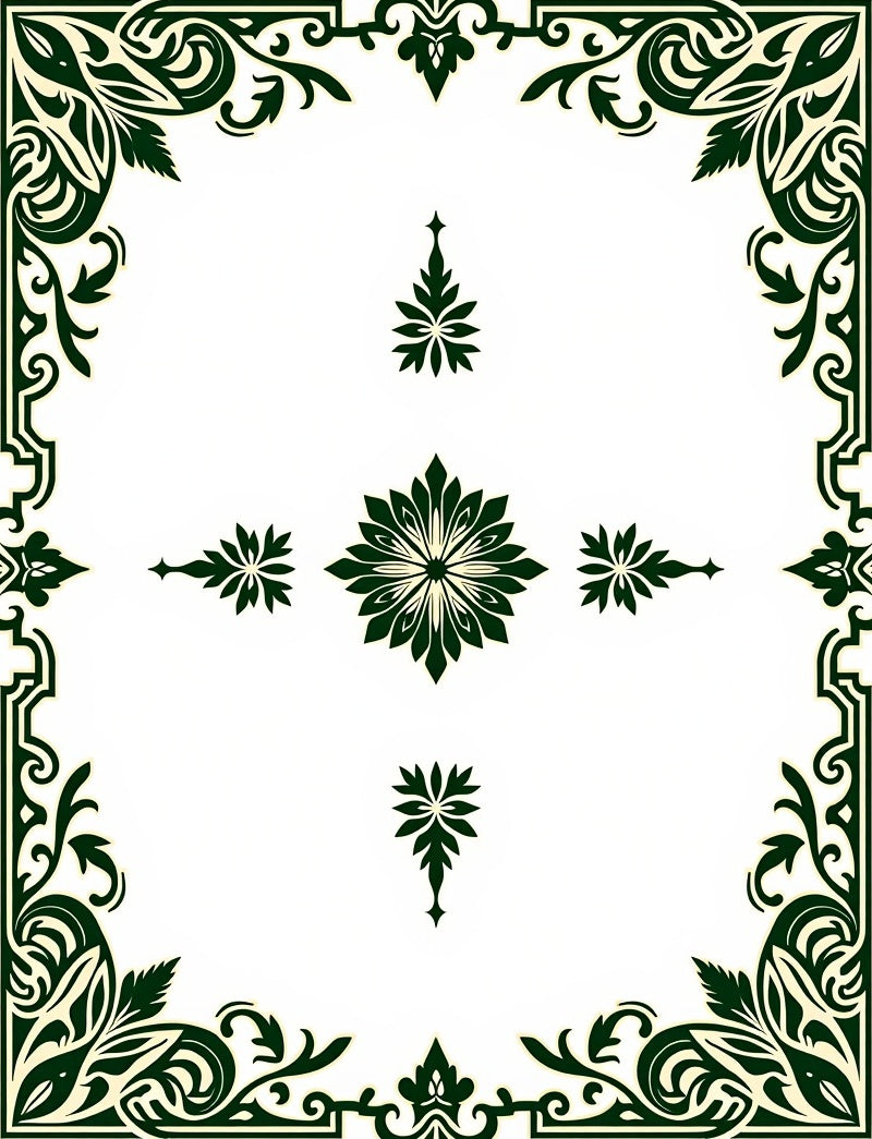Ornate Floral Corner Border Design Rug