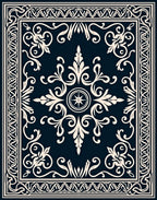 Ornate Cream Floral Scrollwork Rug