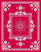 Crimson Floral Symmetry Mandala Rug
