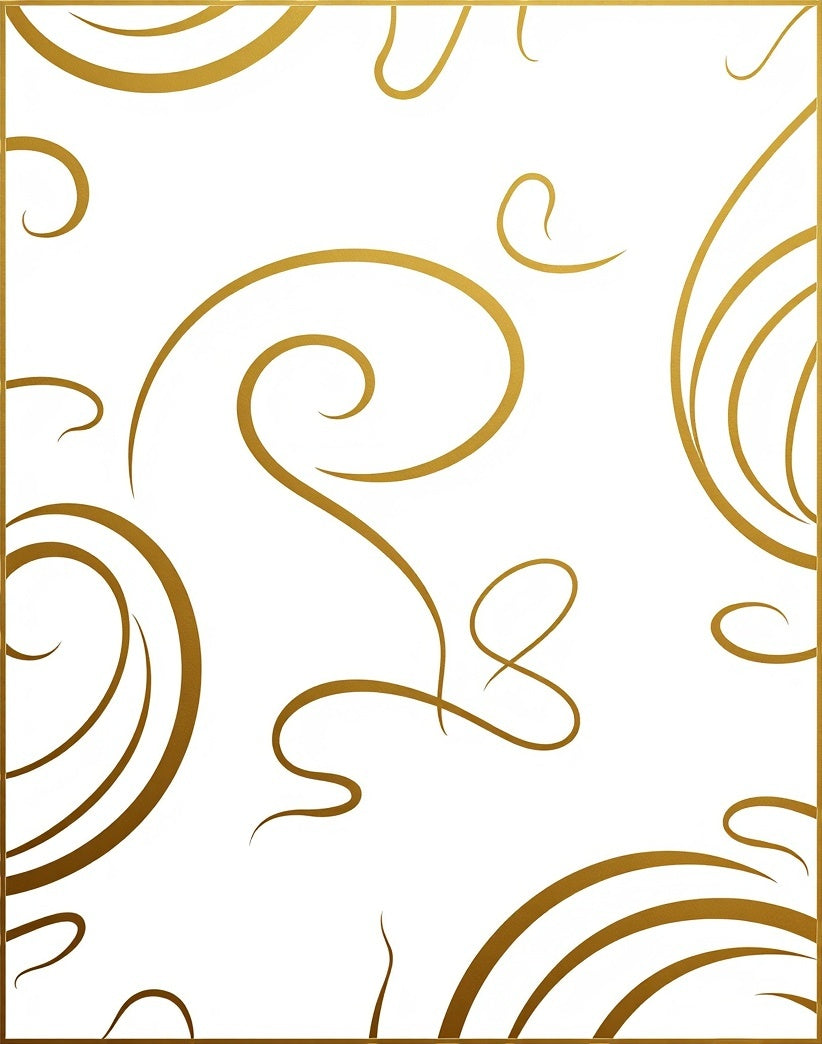Elegant Gold Swirls on White Pattern Rug