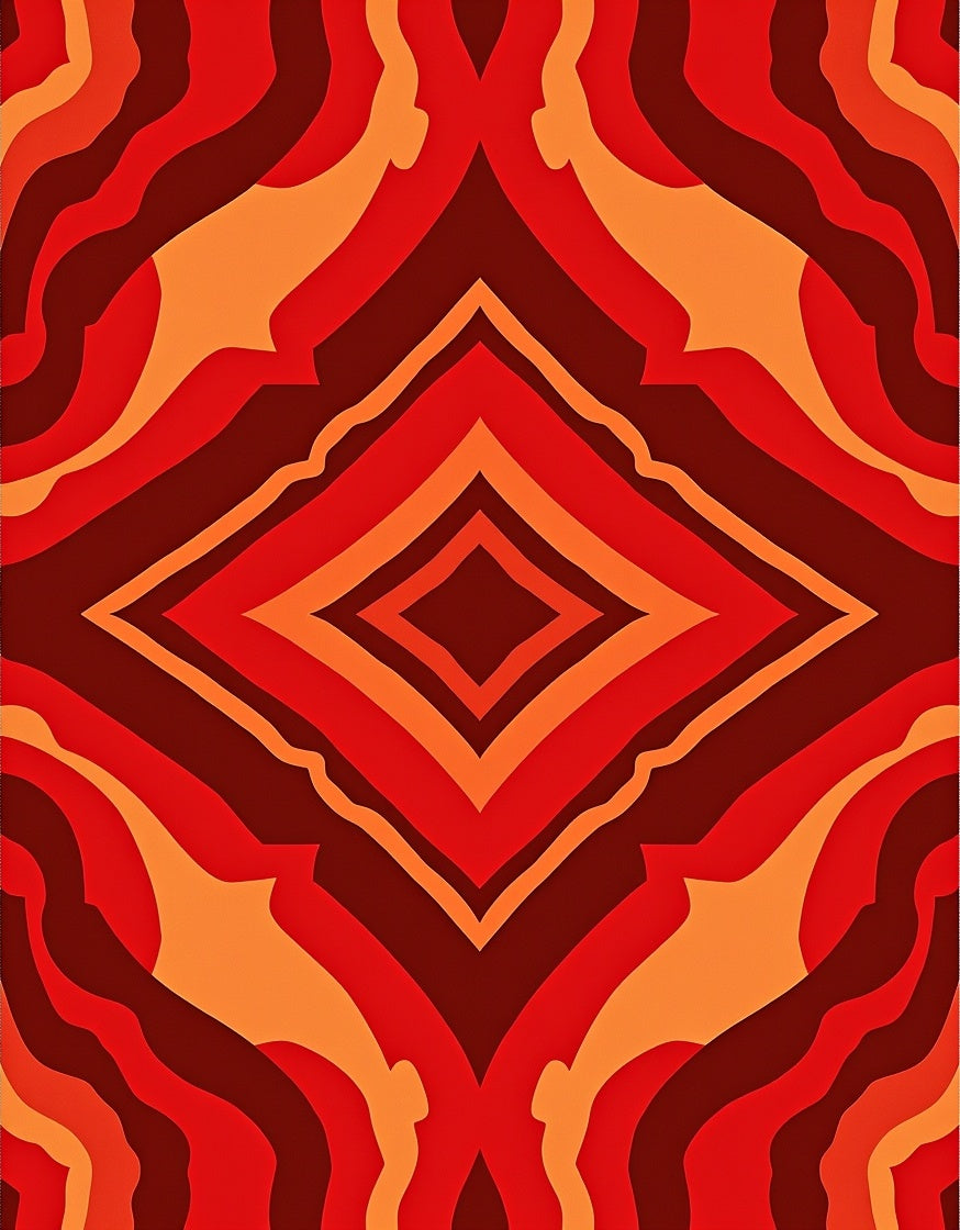Vibrant Warm Tones Abstract Diamond Rug