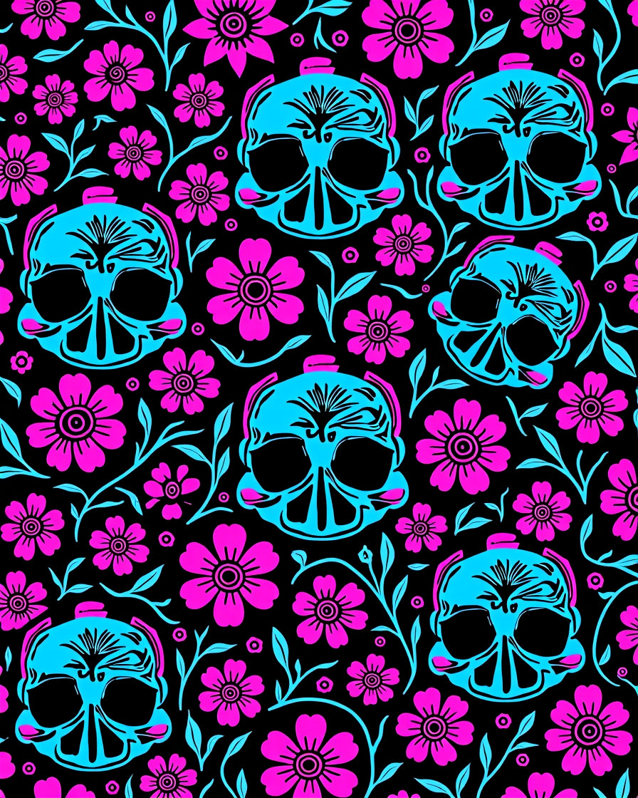 Bold Skull Floral Pattern Design Rug