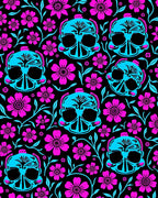 Bold Skull Floral Pattern Design Rug