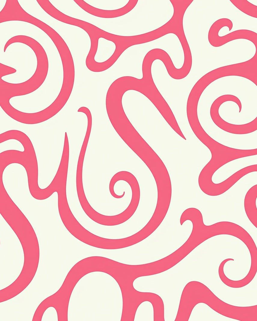 Swirling Pink Abstract Design Rug