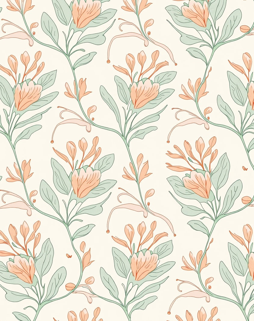 Delicate Floral Vine Pattern Rug