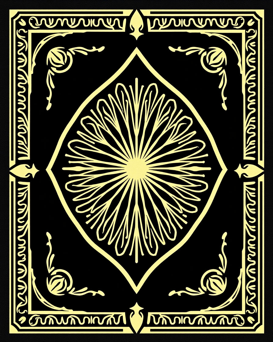 Golden Floral Medallion Frame Design Rug