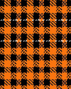 Bold Orange Black Plaid Geometric Design Rug