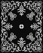Black White Floral Scroll Pattern Rug
