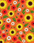 Vibrant Sunflower Daisy Red Floral Pattern Rug