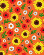 Vibrant Sunflower Daisy Red Floral Pattern Rug
