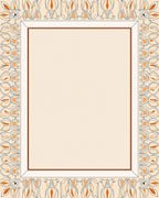 Ornate Orange Cream Floral Border Rug