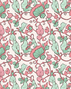 Pastel Floral Vine Scroll Pattern Rug