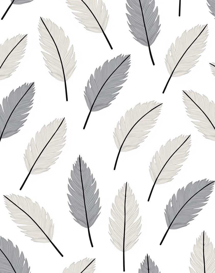 Feather Pattern Design In Grey And White Rug
