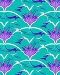 Bold Teal Purple Floral Pattern Rug