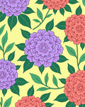 Purple and Coral Floral Botanical Pattern Rug