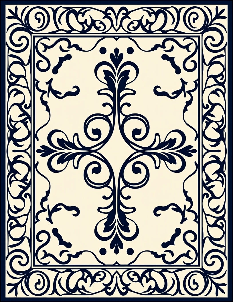Classic Floral Scrollwork Decorative Rug