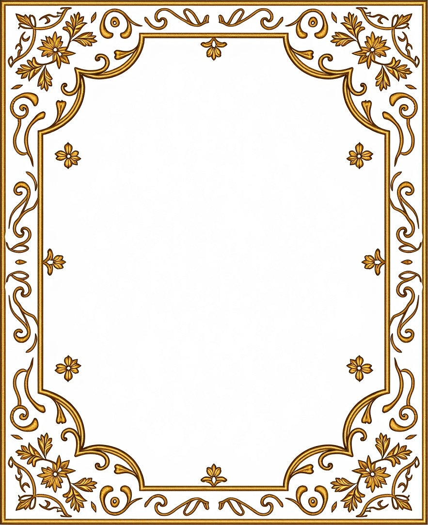 Ornate Floral Vines Gold Accent Rug