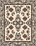 Ornate Floral Pattern Cream Brown Rug
