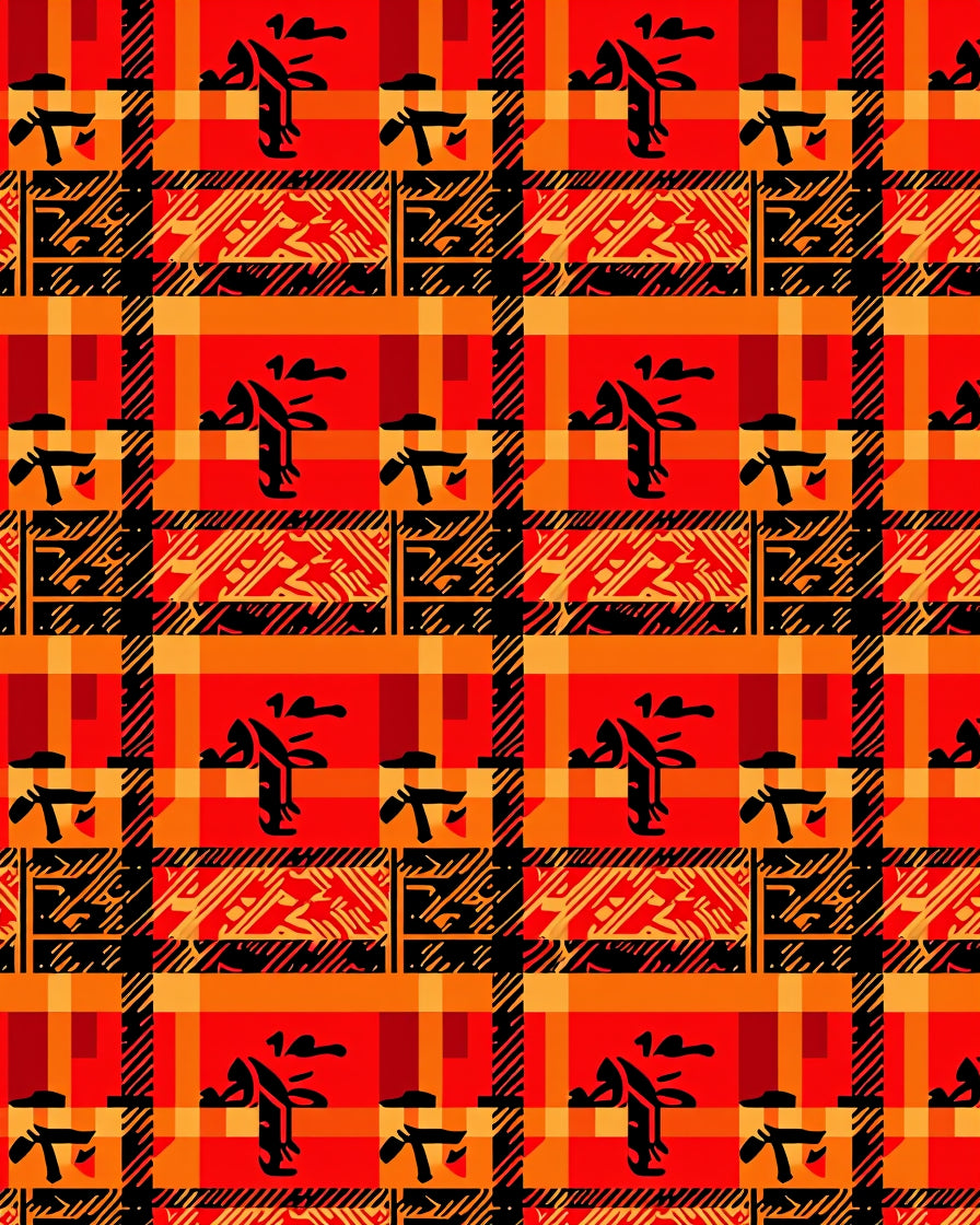 Bold Red Orange Abstract Figure Rug