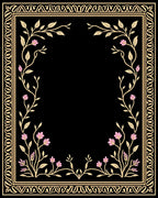 Botanical Vine Framed Floral Pattern Rug
