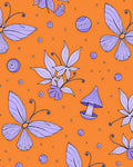 Whimsical Butterfly Mushroom Pattern Rug