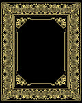 Golden Floral Art Nouveau Border Rug