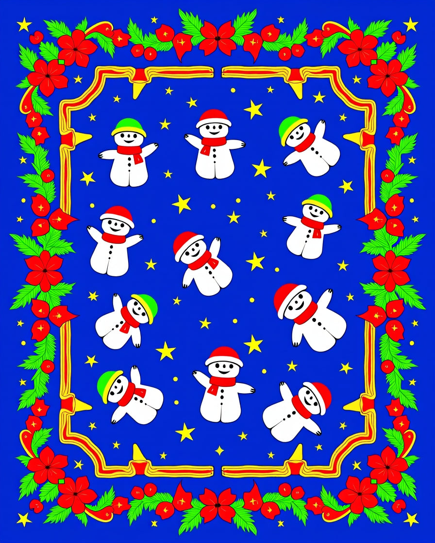 Whimsical Snowman Christmas Star Rug