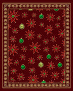 Crimson Poinsettia Ornament Border Rug