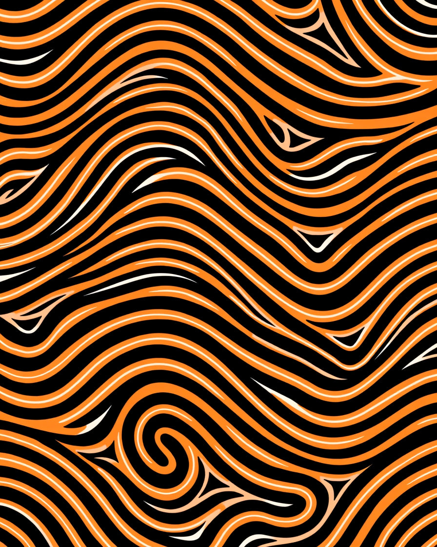 Bold Orange Wave Pattern Design Rug