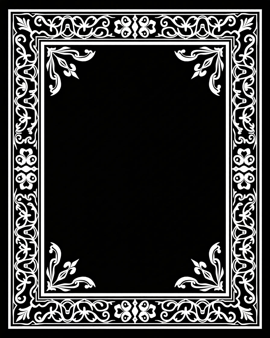 Elegant White Ornamental Border Design Rug