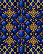 Ornate Royal Blue Gem Pattern Rug