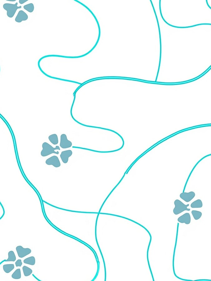 Teal Floral Vine Pattern Rug