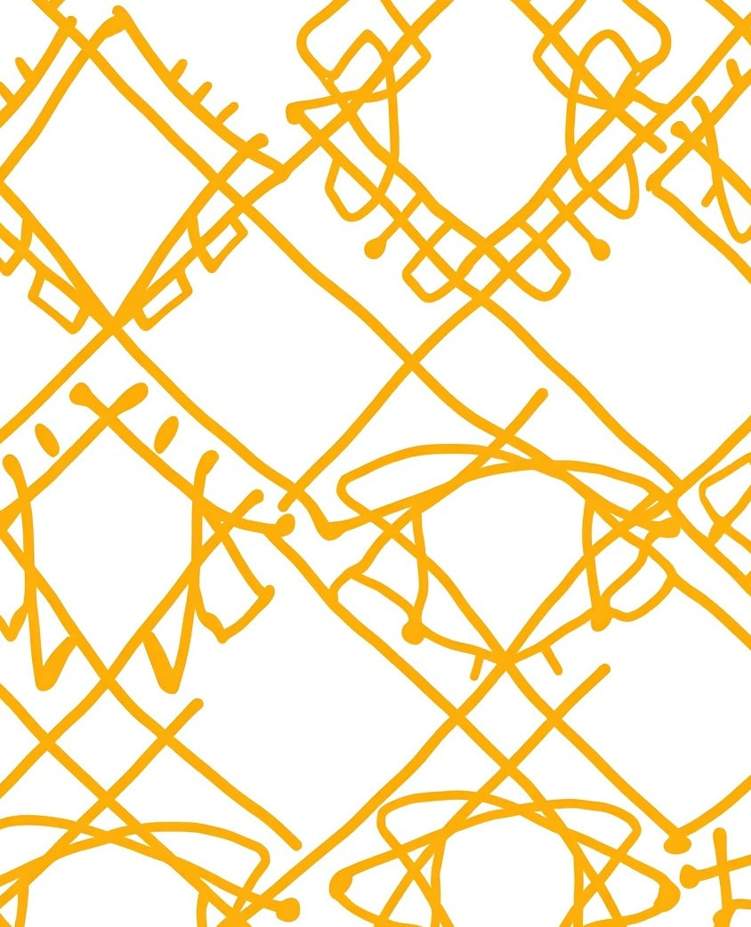 Abstract Yellow Geometric Net Rug