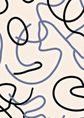 Abstract Swirl Pattern With Black Blue Lines Rug