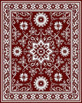 Rich Red White Floral Medallion Pattern Rug