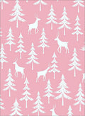 Pink Forest Deer And Pine Trees Rug