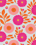 Bold Floral Print With Orange Leaves Rug