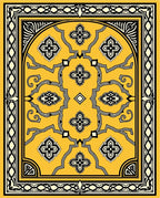 Golden Yellow Ornate Floral Scroll Rug