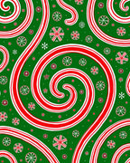 Red Swirl Candy Cane Floral Background Rug