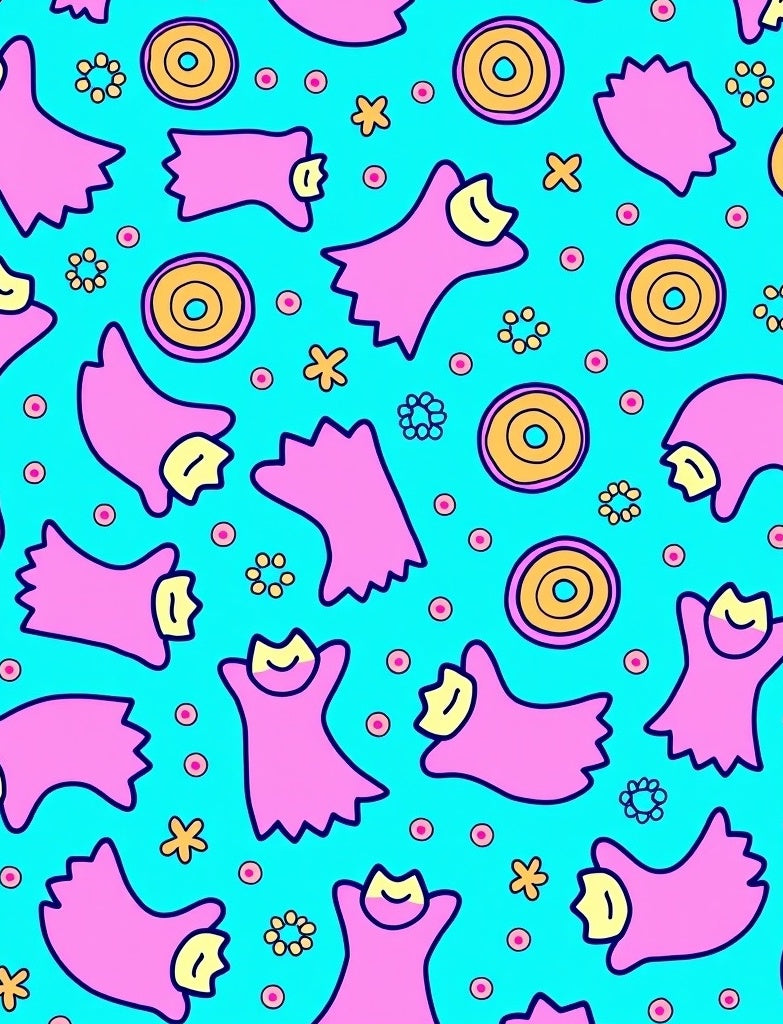 Playful Pink Creatures Floral pattern Rug