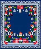 Christmas Elves Presents Snowflake Border Design Rug