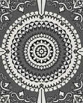 Monochromatic Intricate Radial Floral Design Rug
