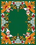 Whimsical Elf Floral Border Green Rug