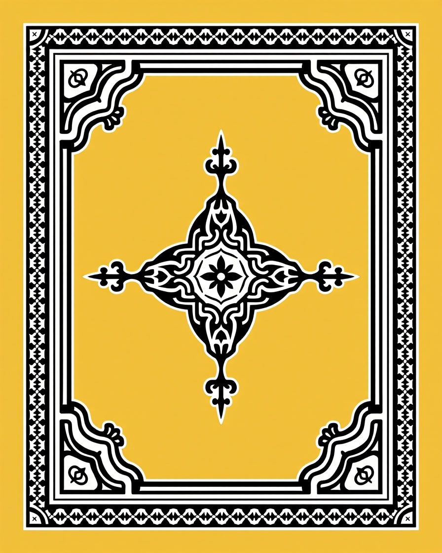 Grand Black and White Mandala Garden Rug