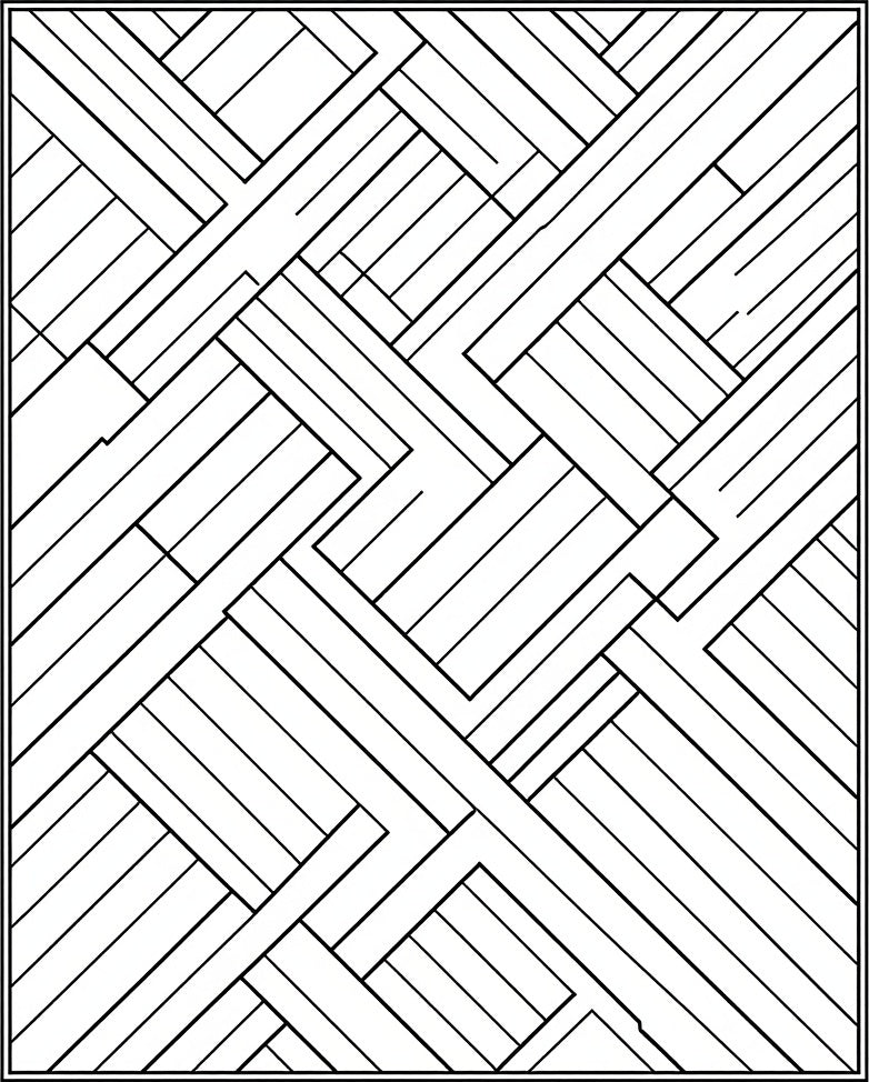 Abstract Intersecting Wood Plank Pattern Rug