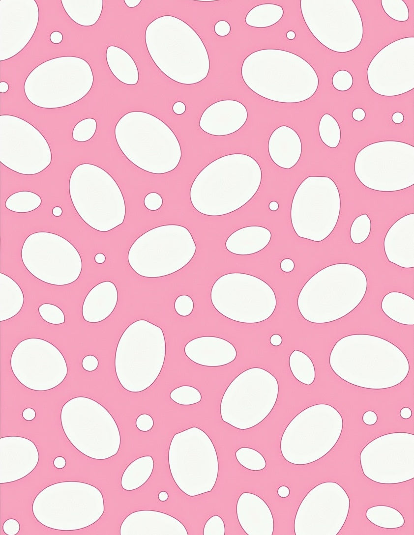 Pink Abstract Oval Pattern Rug