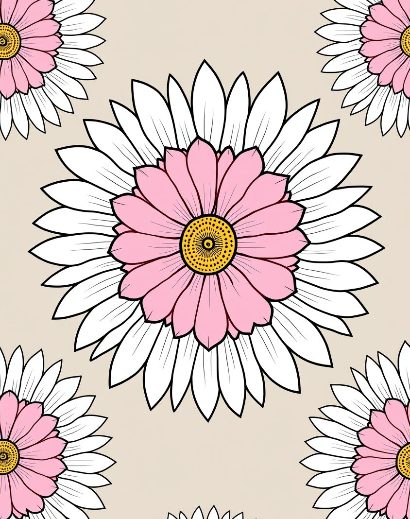 Pink Daisy Pattern Design Rug