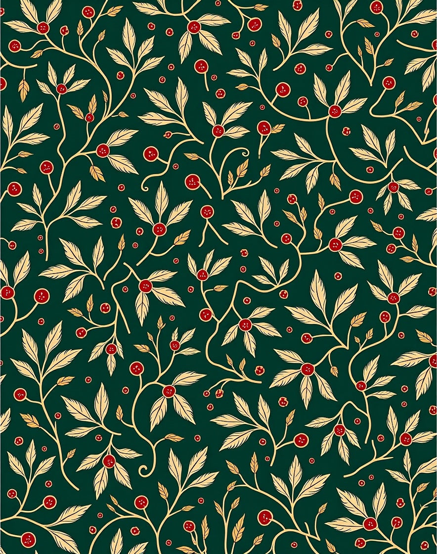 Art Nouveau Berry Leaf Pattern Rug